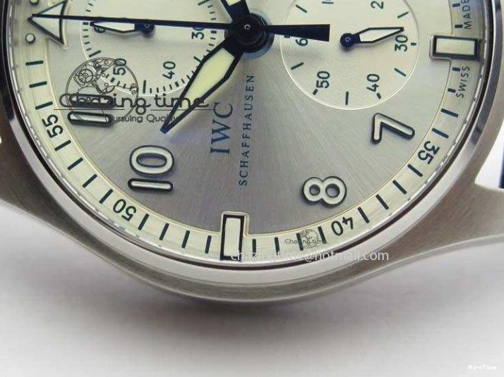 MIROTIME 0723 Pilot Chrono SS IW387809 ZF 1:1 Best Edition Silver Dial Blue Numbers On Blue Leather Strap A Lightweight 7263